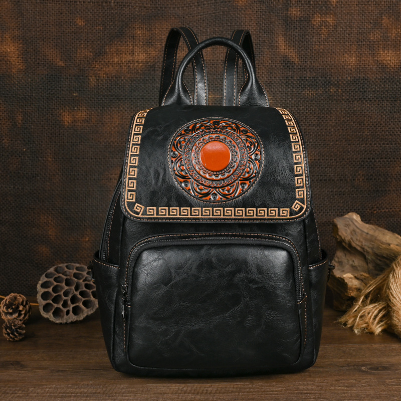 Leather Backpack Vintage - Johnature 2026 Nueva Mochila de Cuero