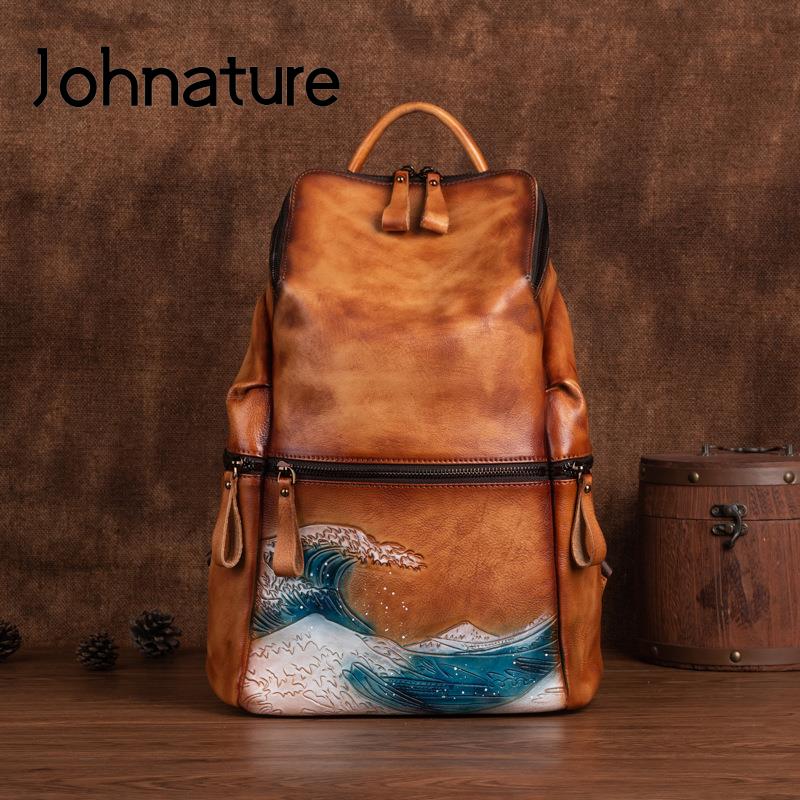 Mochila Johnature de cuero gen - Leather Backpack Vintage reseña y precio