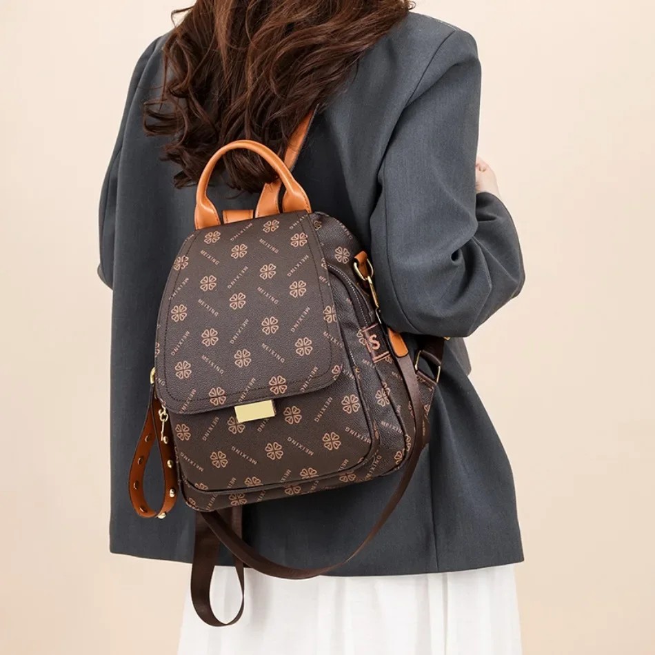 Mochila Retro Estampada para M - Leather Backpack Vintage reseña y precio